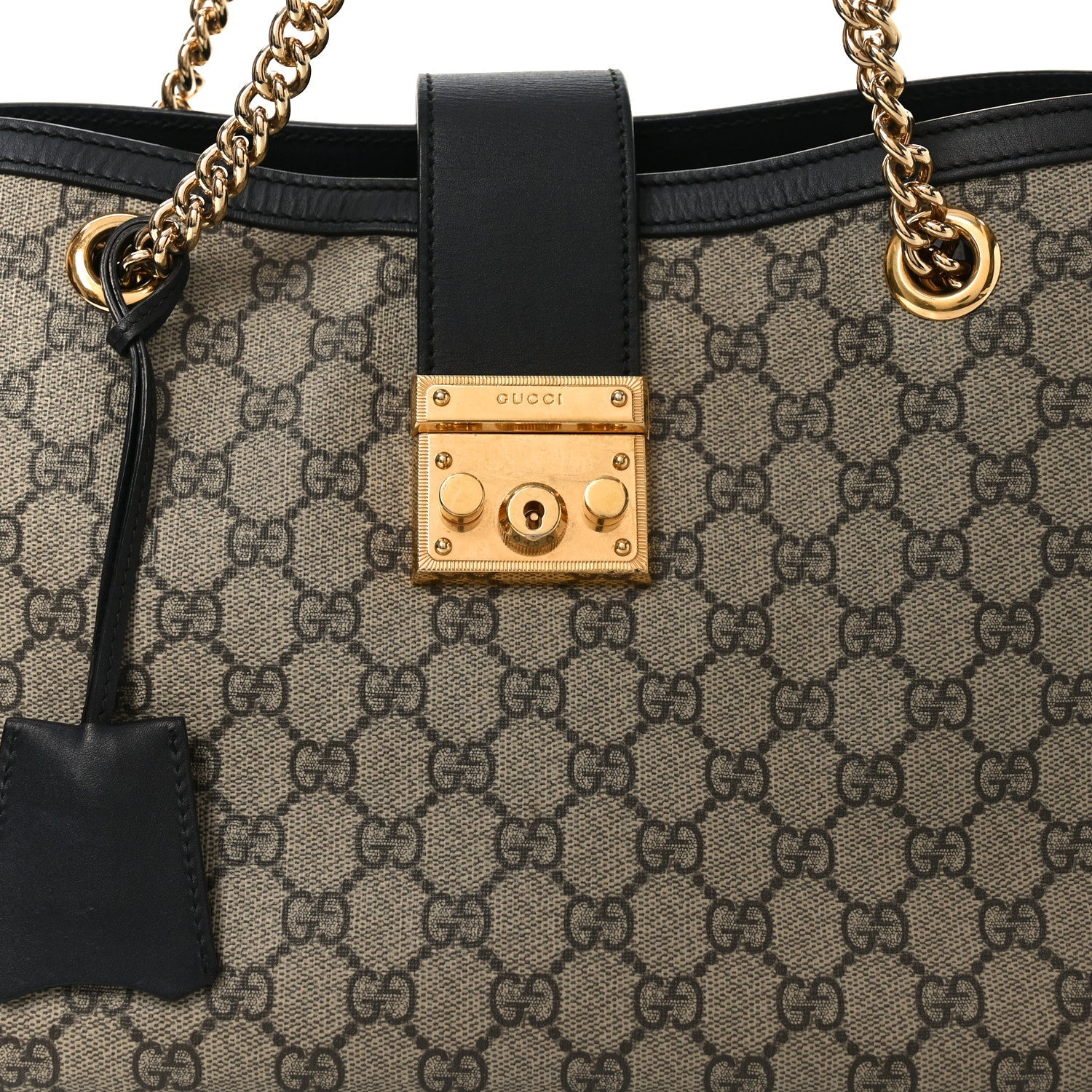 Gucci GG Supreme Monogram Medium Padlock Tote Black