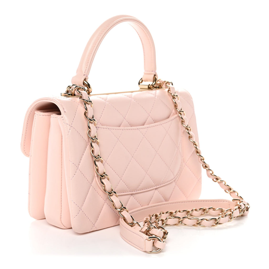 Chanel Lambskin Quilted Small Trendy CC Flap Dual Handle Bag Light Pink