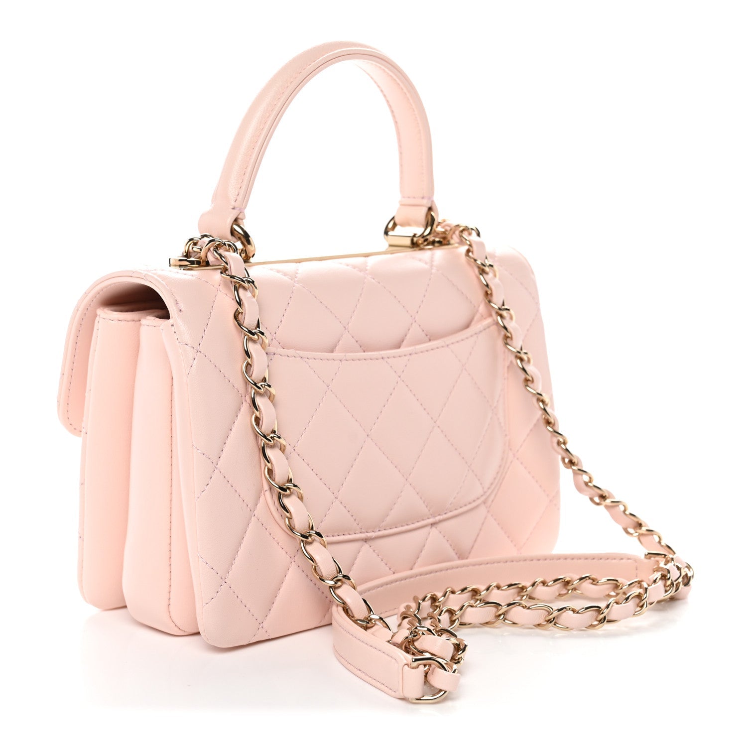 Chanel Lambskin Quilted Small Trendy CC Flap Dual Handle Bag Light Pink