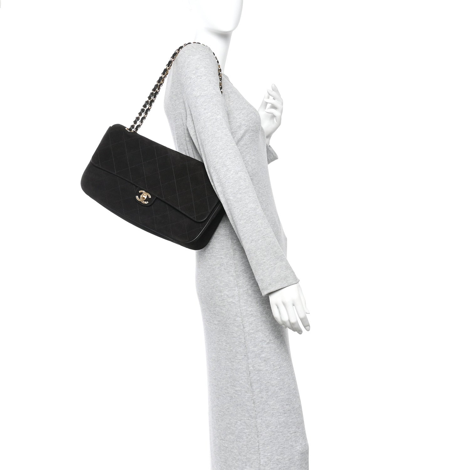 Chanel Suede Calfskin Small Souplissimo Maxi Flap Black