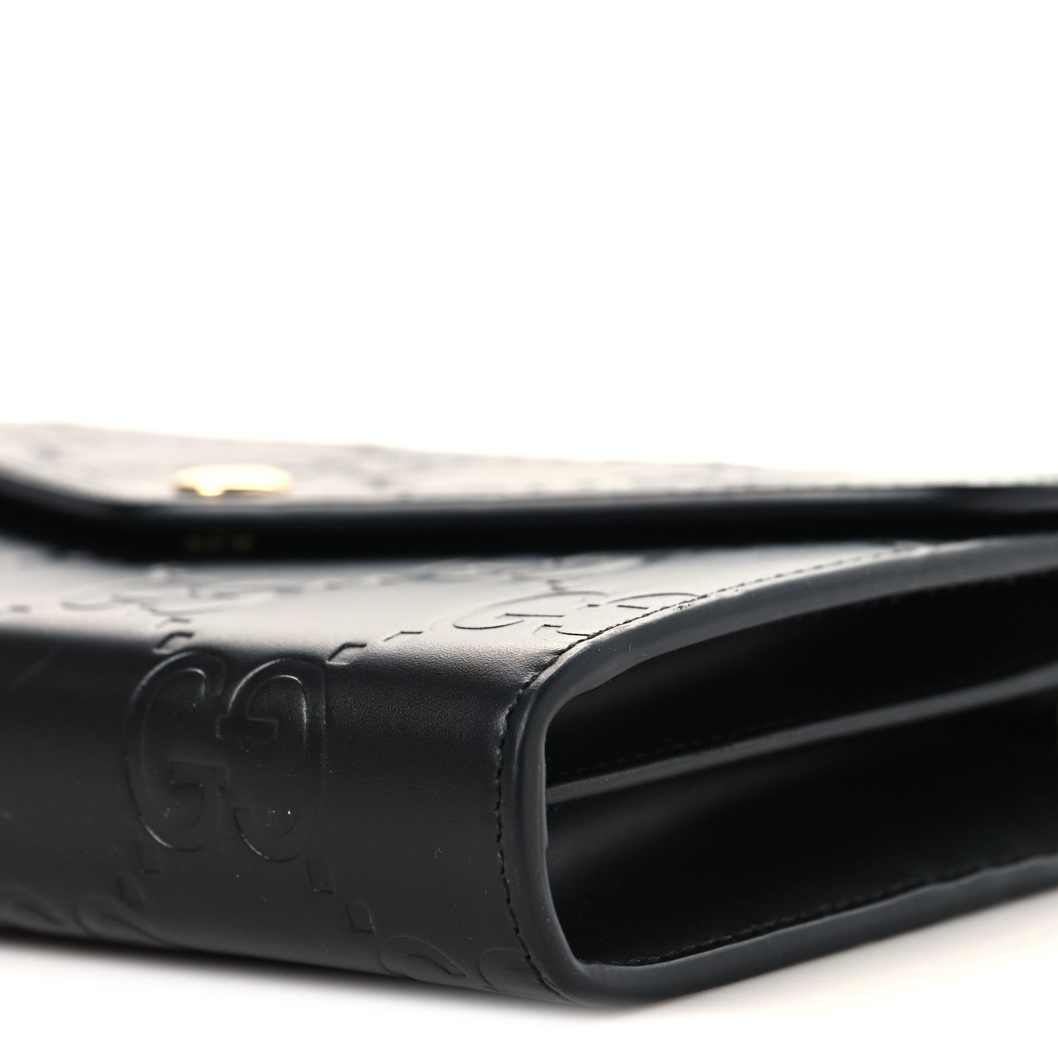 Gucci Calfskin GG Debossed Chain Wallet Black