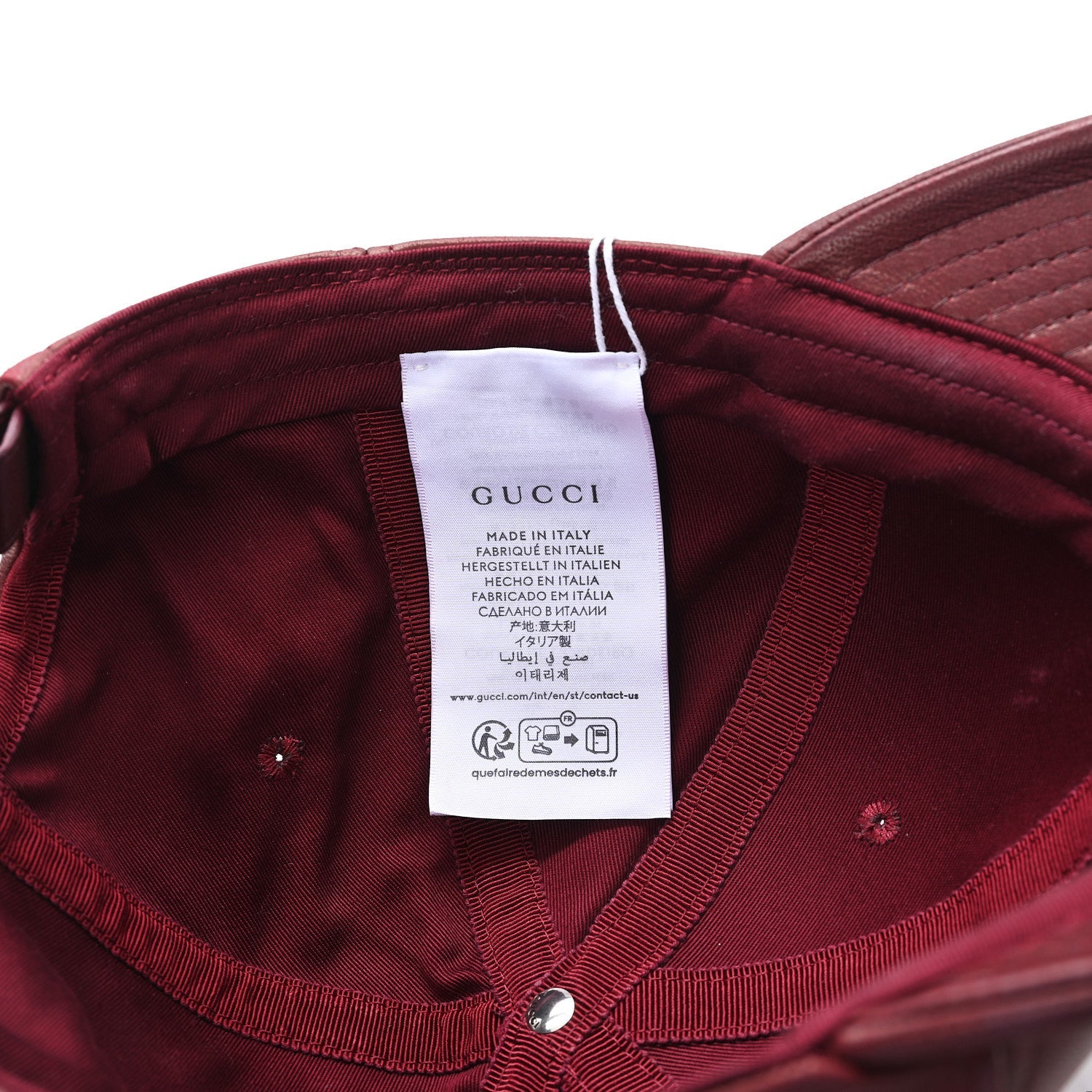 Gucci Calfskin Interlocking G Baseball Hat S Bordeaux