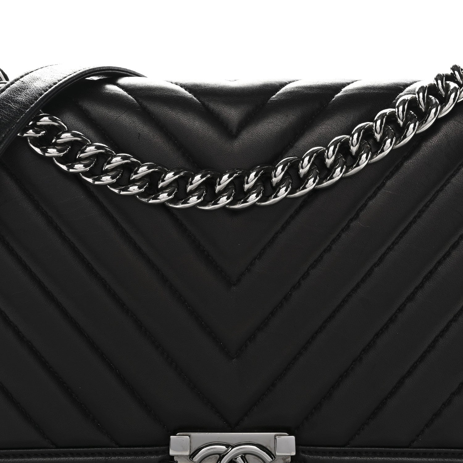 Chanel Calfskin Chevron Quilted New Medium Boy Flap Black