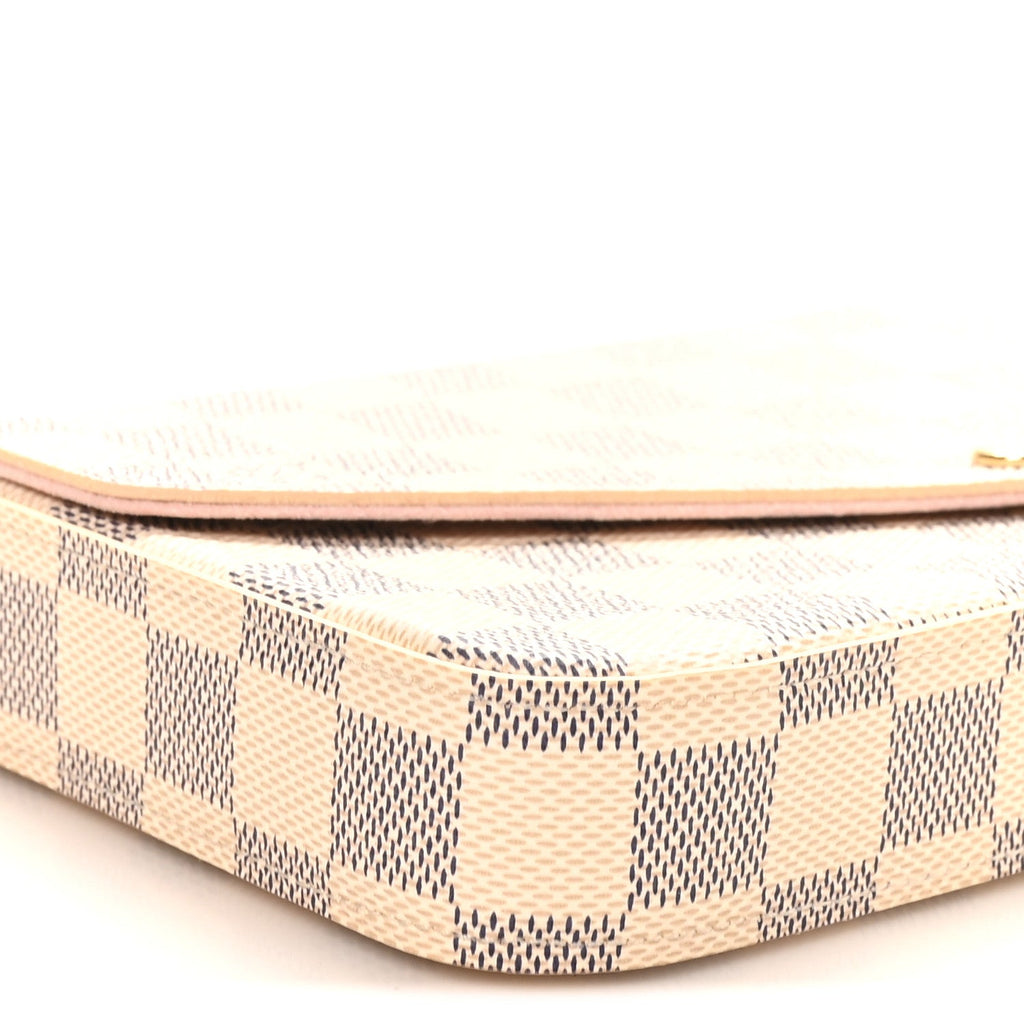 Louis Vuitton Damier Azur Pochette Felicie Chain Wallet Rose Ballerine