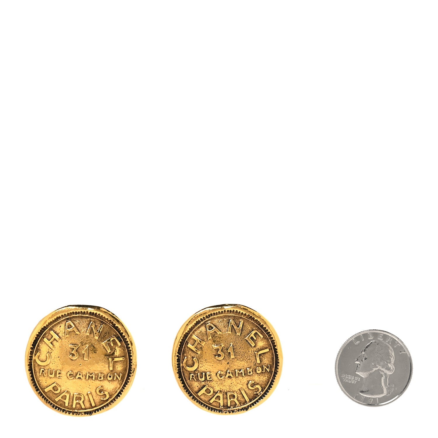 Metal Rue Cambon Clip On Earrings Gold