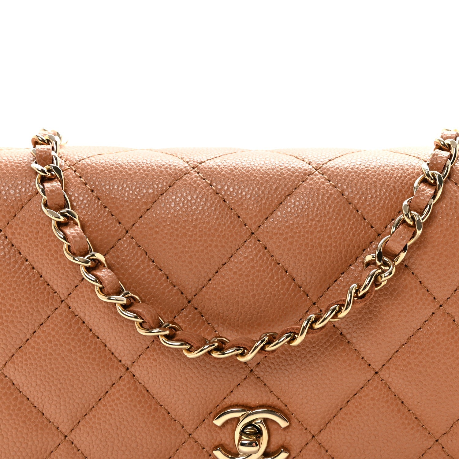 Chanel Caviar Quilted CC Turnlock Wallet On Chain WOC Brown