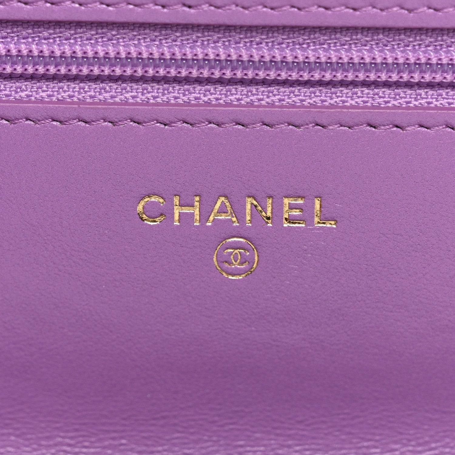 Chanel Lambskin Quilted Pick Me Up Wallet On Chain WOC Purple