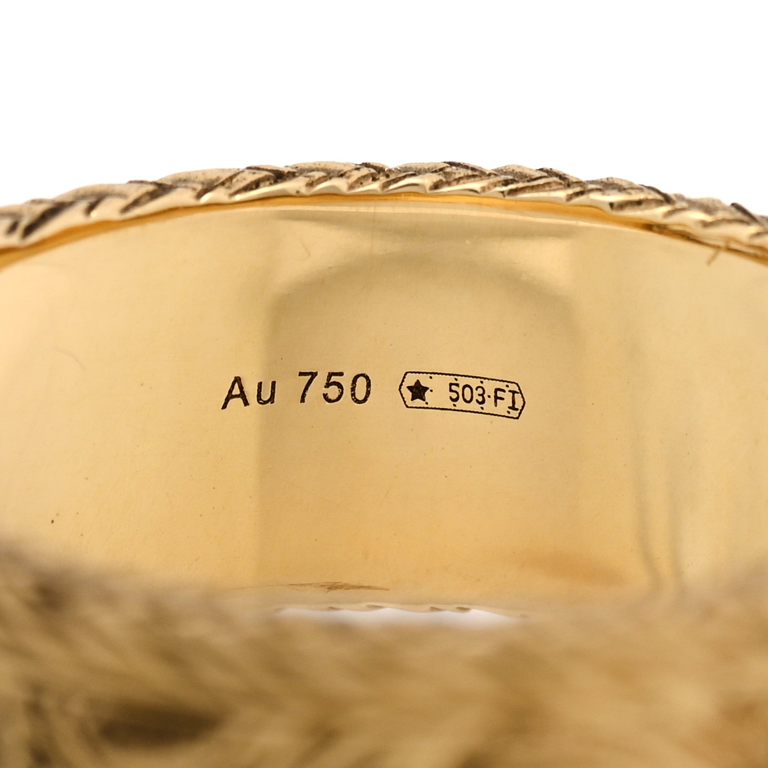 Gucci 18K Yellow Gold Interlocking G Arabesque Ring 55 7.25