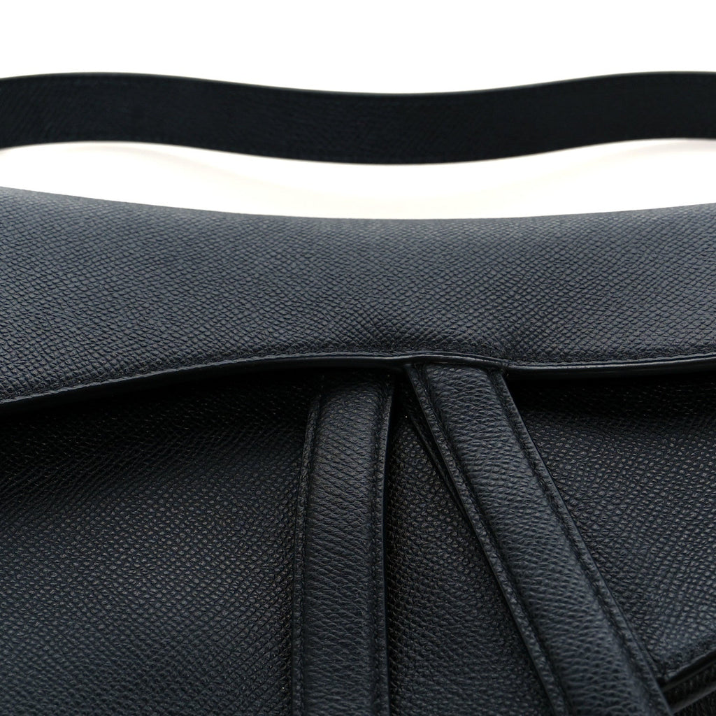 Christian Dior Grained Calfskin Saddle Bag Black