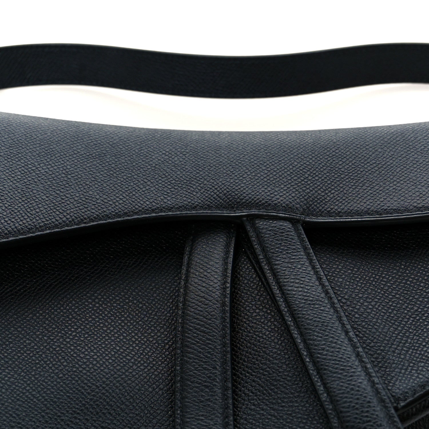 Christian Dior Grained Calfskin Saddle Bag Black