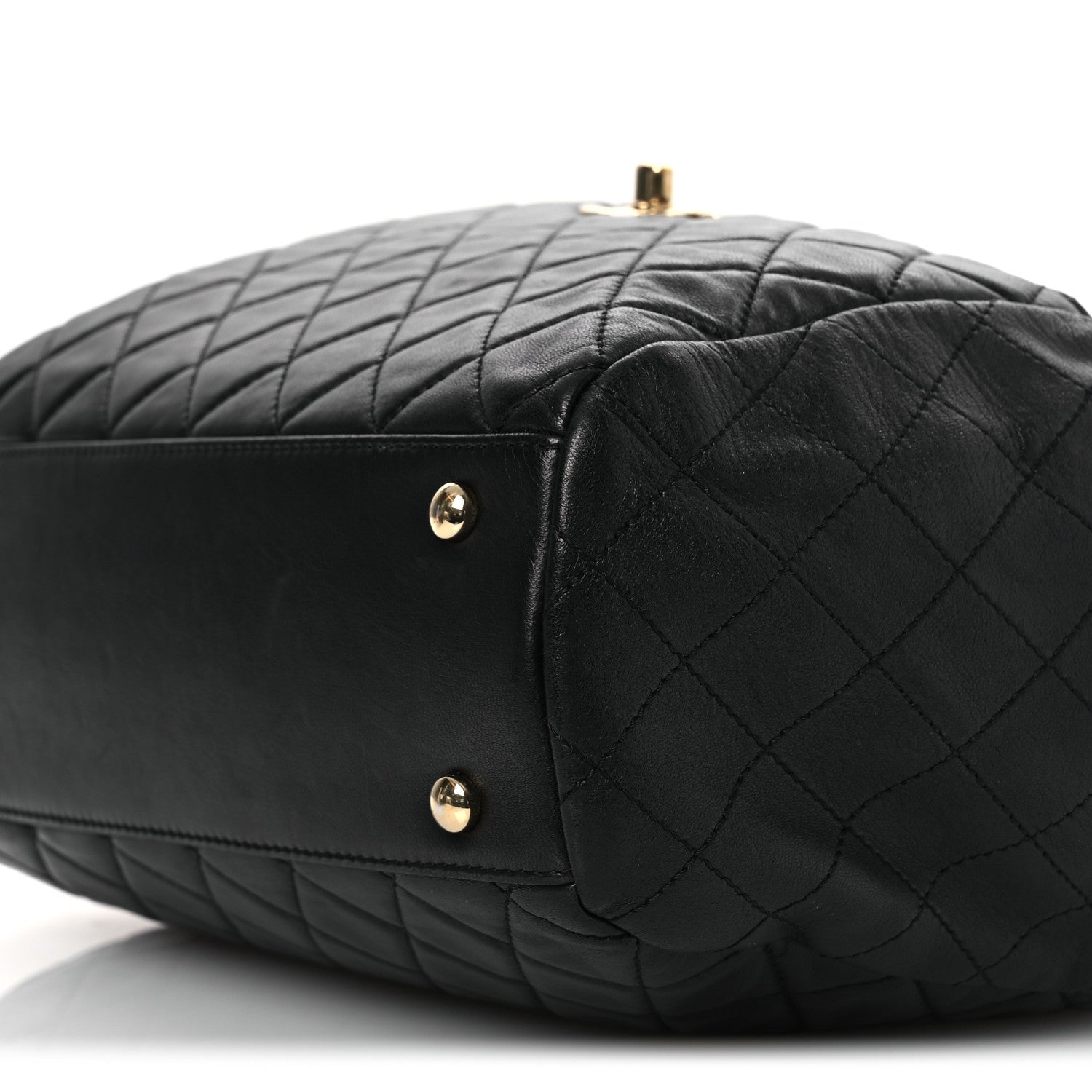Chanel Lambskin Quilted Drawstring Bag Black