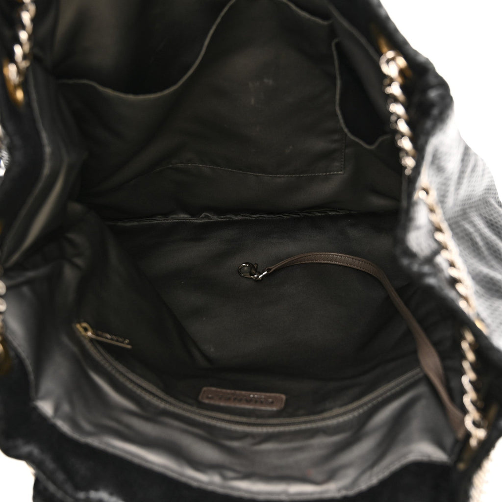 Chanel Calfskin Perforated Drill Tote Bag Black