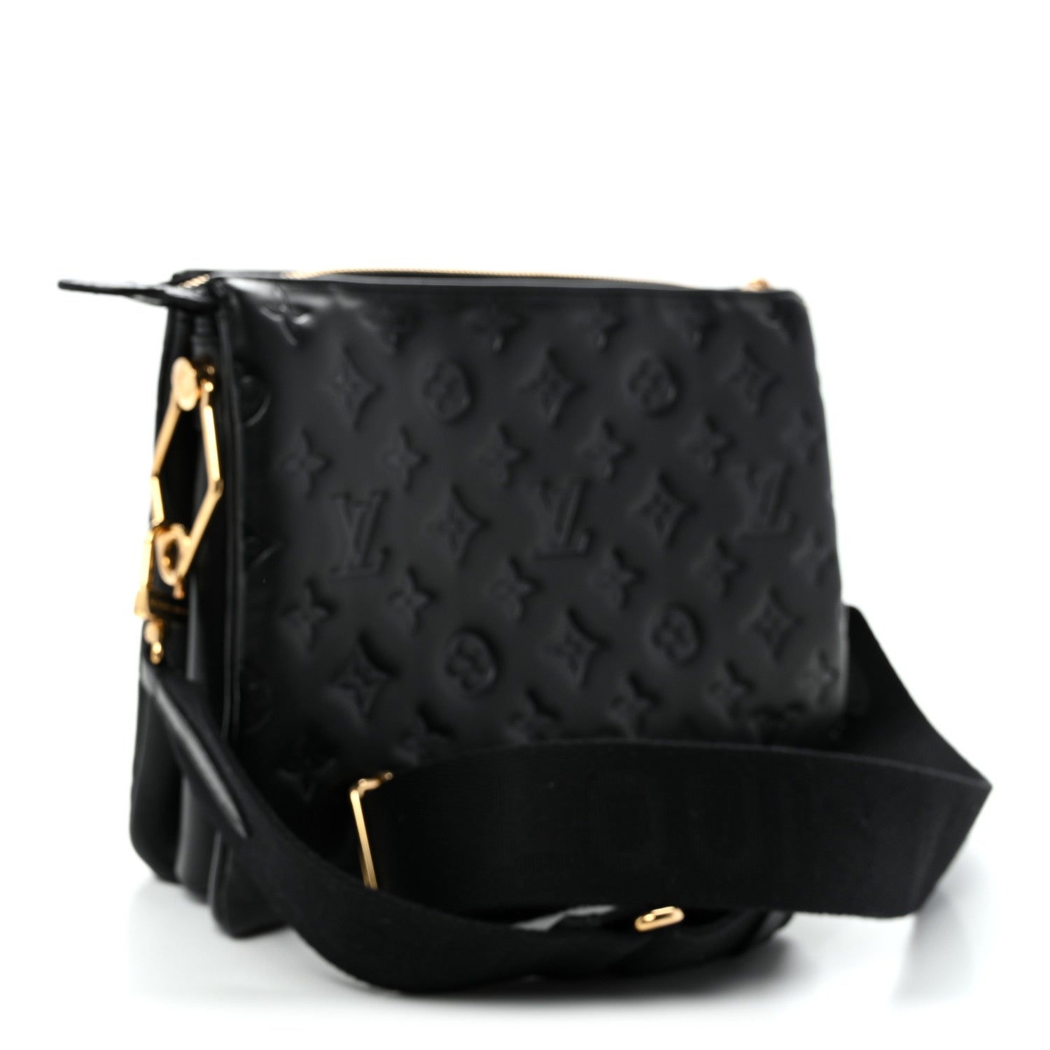 Louis Vuitton Lambskin Embossed Monogram Coussin PM Black