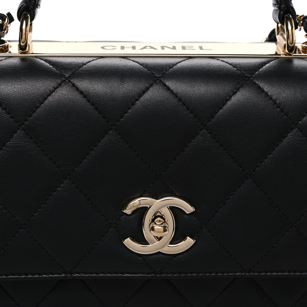 Chanel Lambskin Quilted Medium Trendy CC Flap Dual Handle Bag Black