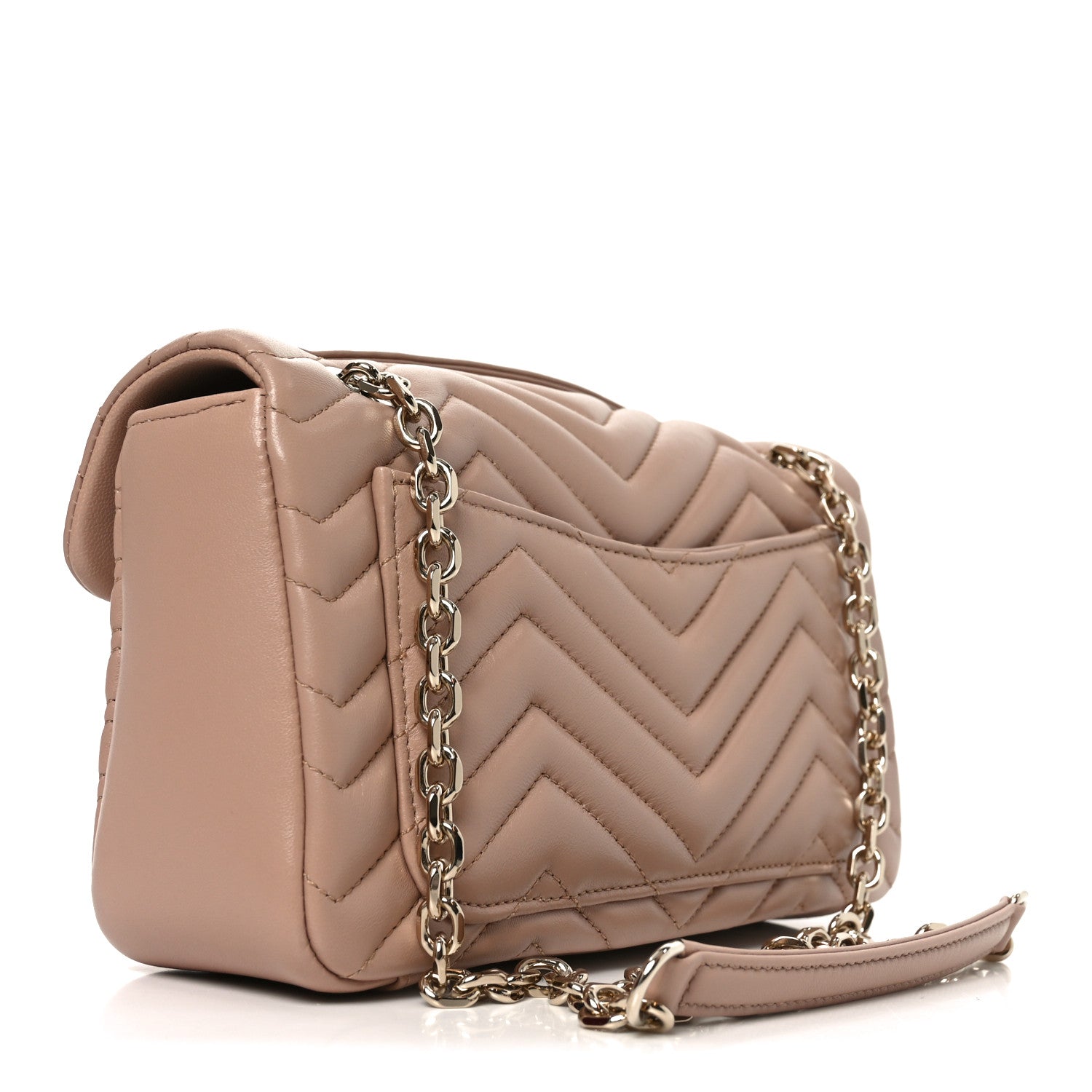 Gucci Lambskin Matelasse Medium GG Marmont Shoulder Bag Pink Beige