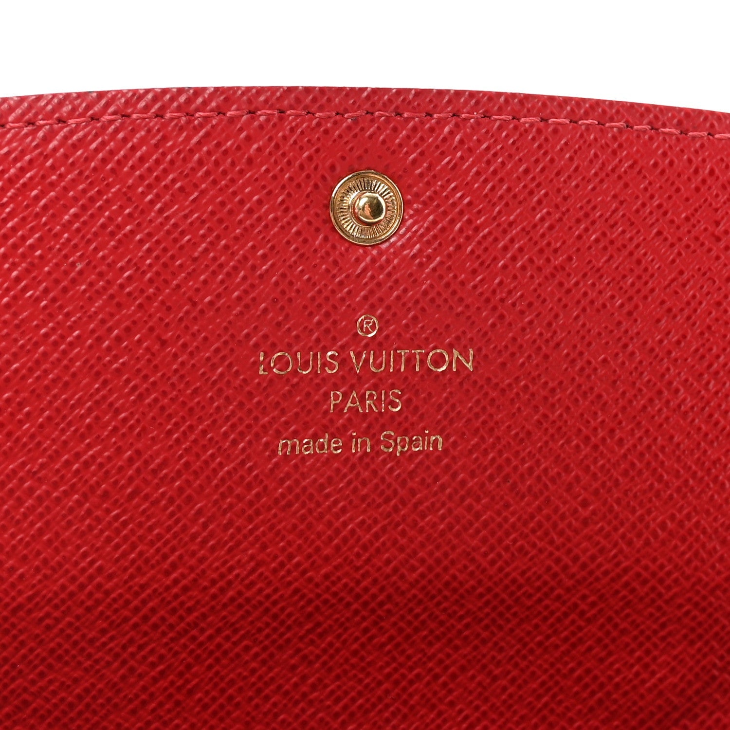 Louis Vuitton Damier Ebene Emilie Wallet Red