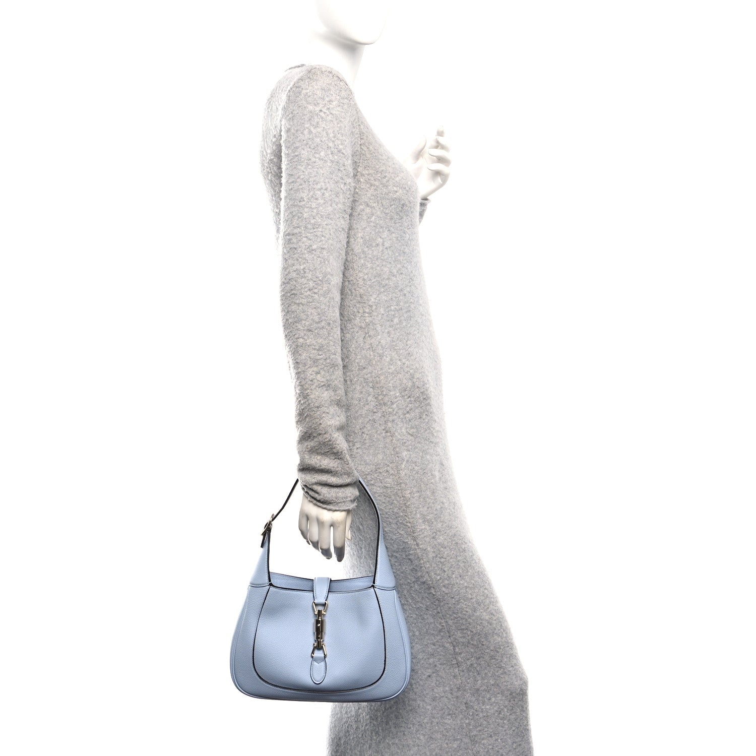 Gucci Grained Calfskin Web Medium Jackie 1961 Hobo Light Blue
