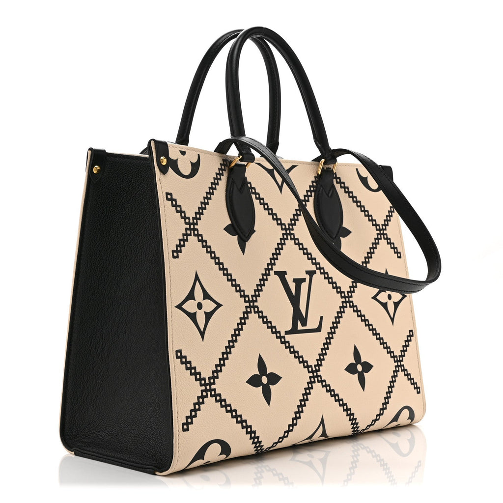 Louis Vuitton Empreinte Monogram Giant Broderies Onthego MM Cream Black