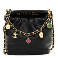 Chanel Lambskin Resin Quilted Small Bucket Bag Black