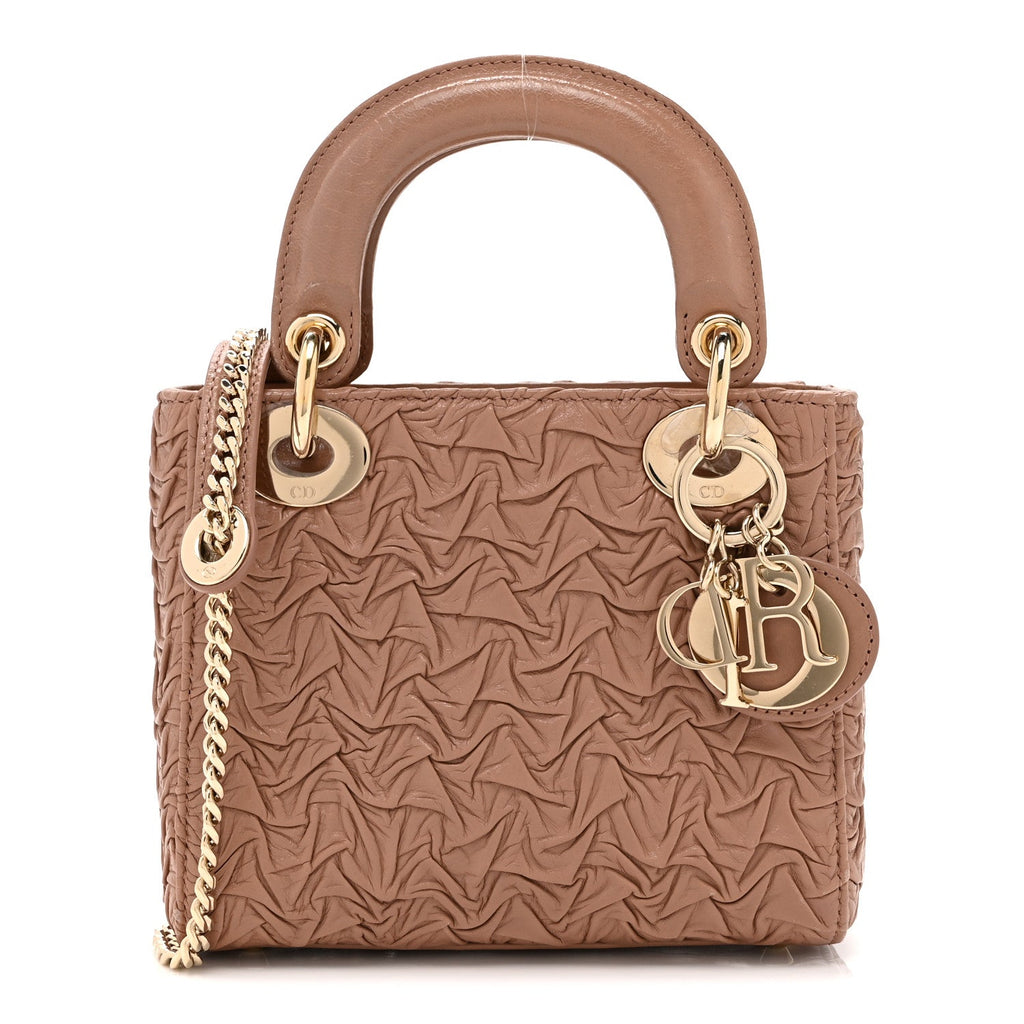 Christian Dior Lambskin Gathered Mini Lady Dior Fard