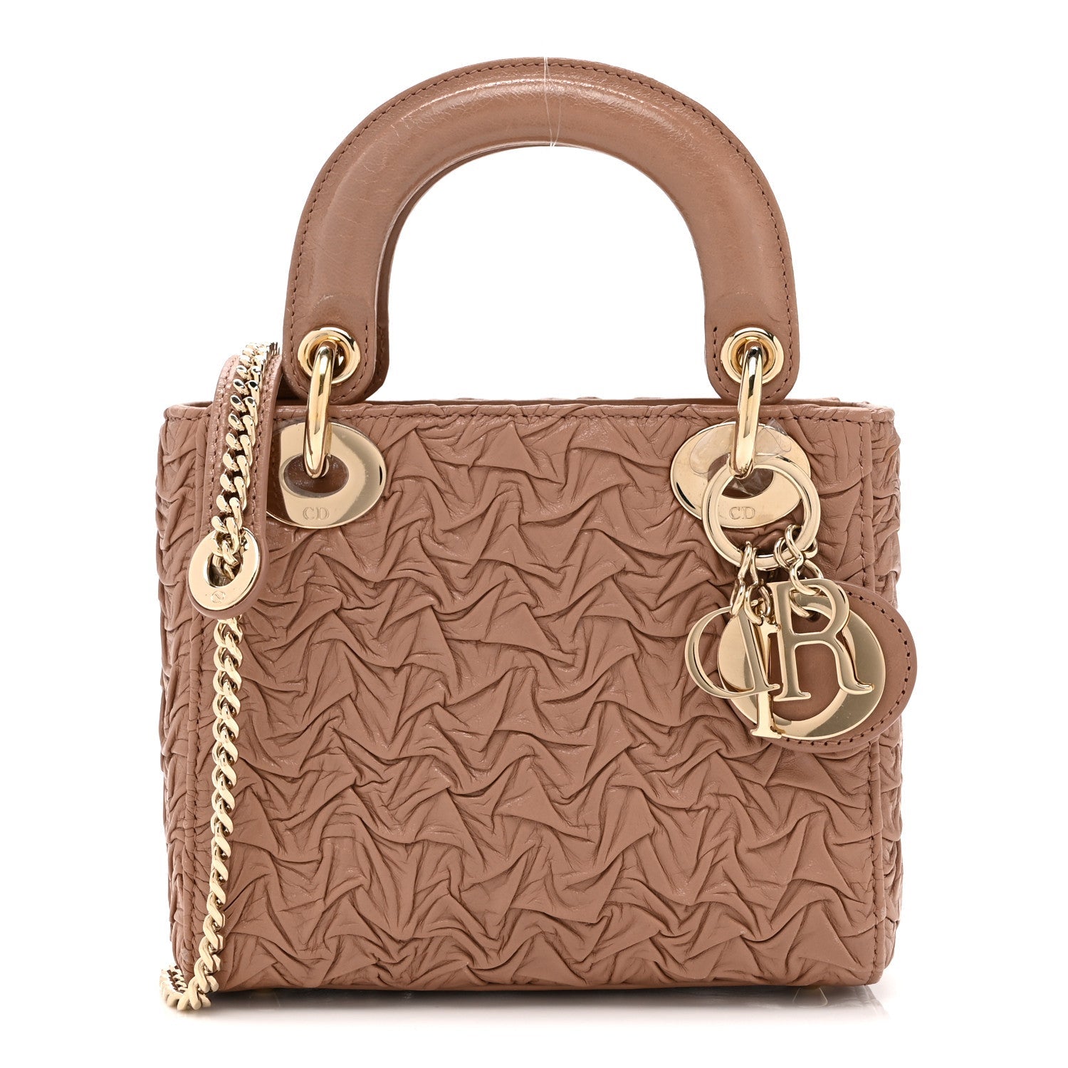 Christian Dior Lambskin Gathered Mini Lady Dior Fard