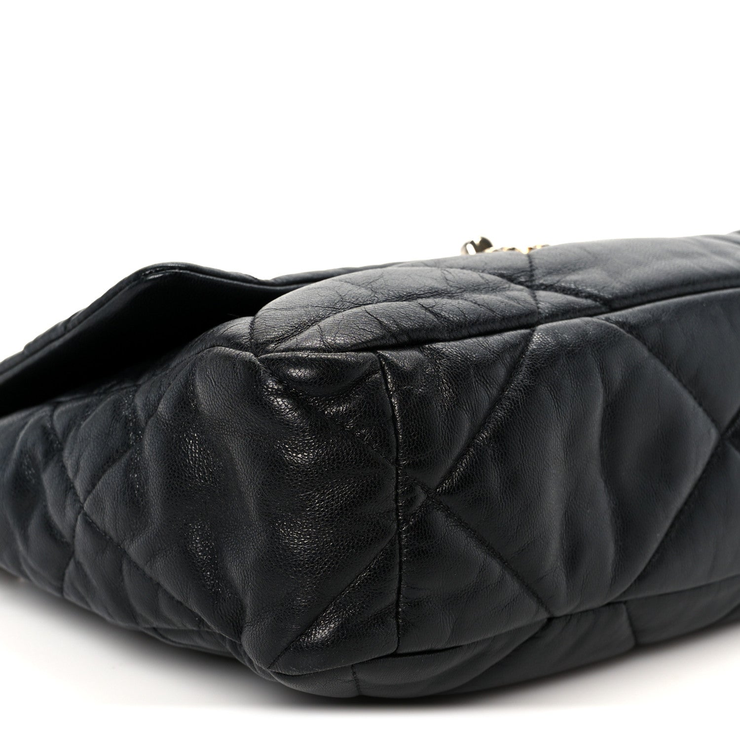 Chanel Shiny Goatskin Quilted Large Chanel 19 Flap Black