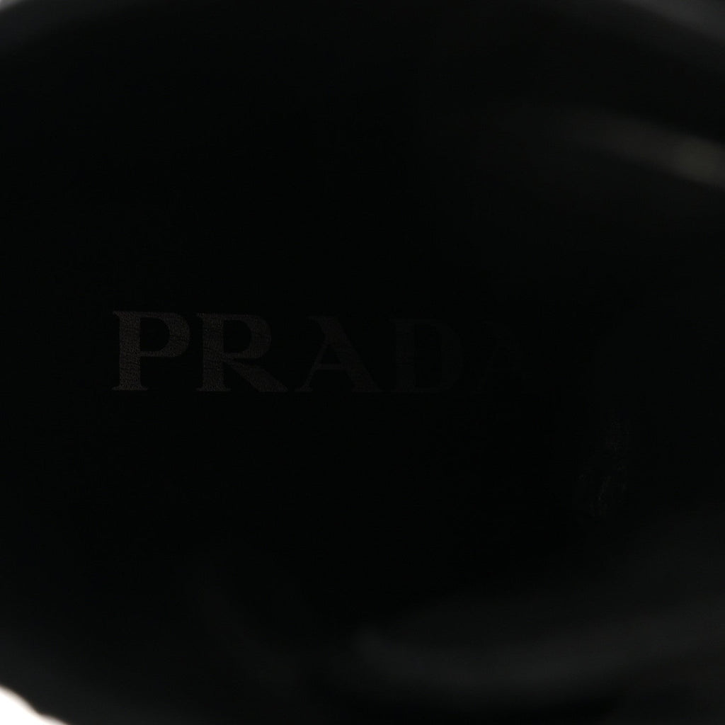 Prada Spazzolato Rois Nylon Metal Triangle Logo Monolith Pouch Pocket 55mm Boots 37 Black