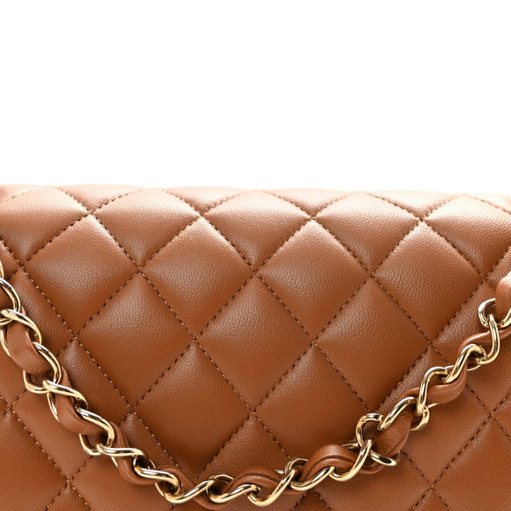 Chanel Lambskin Quilted Medium Double Flap Brown