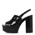 Crumpled Patent Lambskin Platform Sandals 39.5 Black