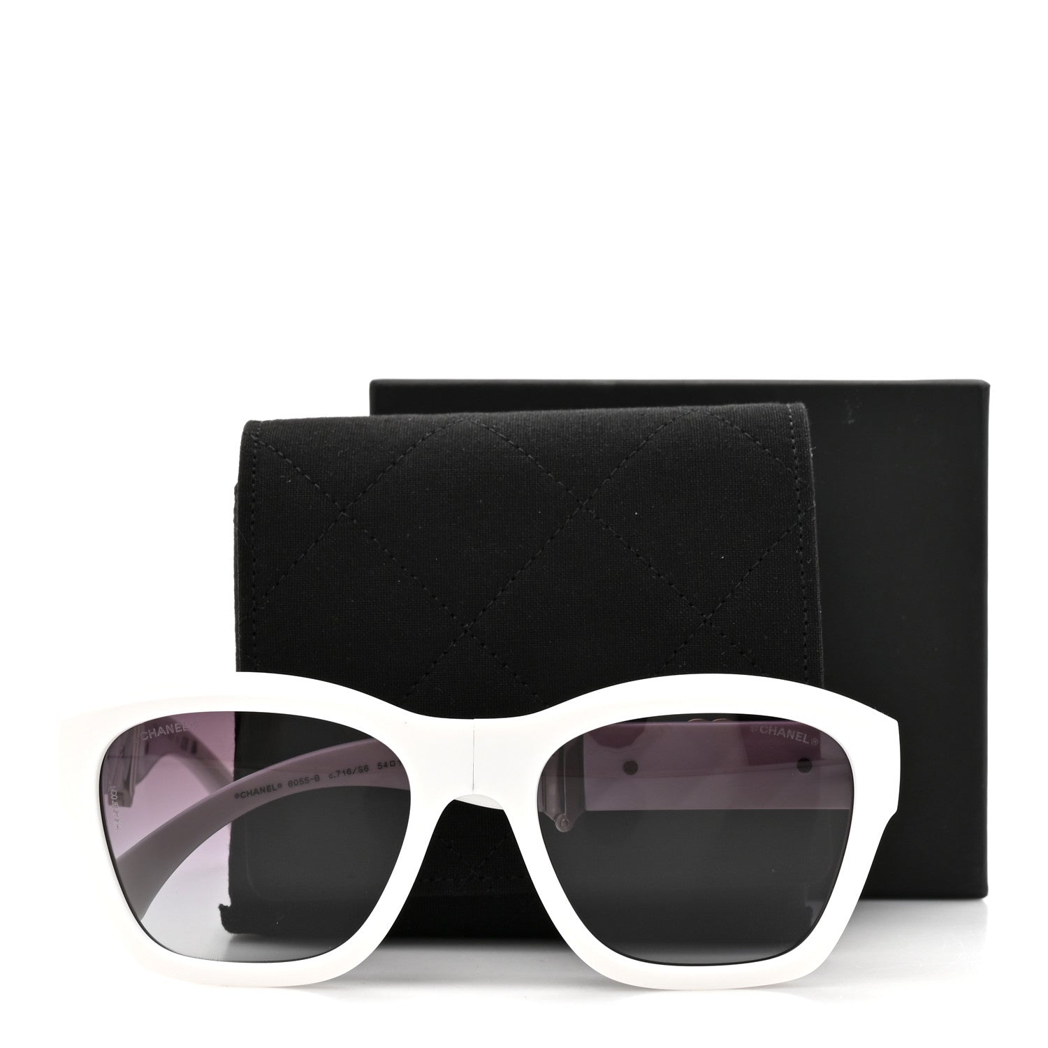 Acetate Metal Crystal Square Folding Sunglasses 6055-B White