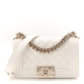 Chanel Caviar Quilted Small Boy Flap White