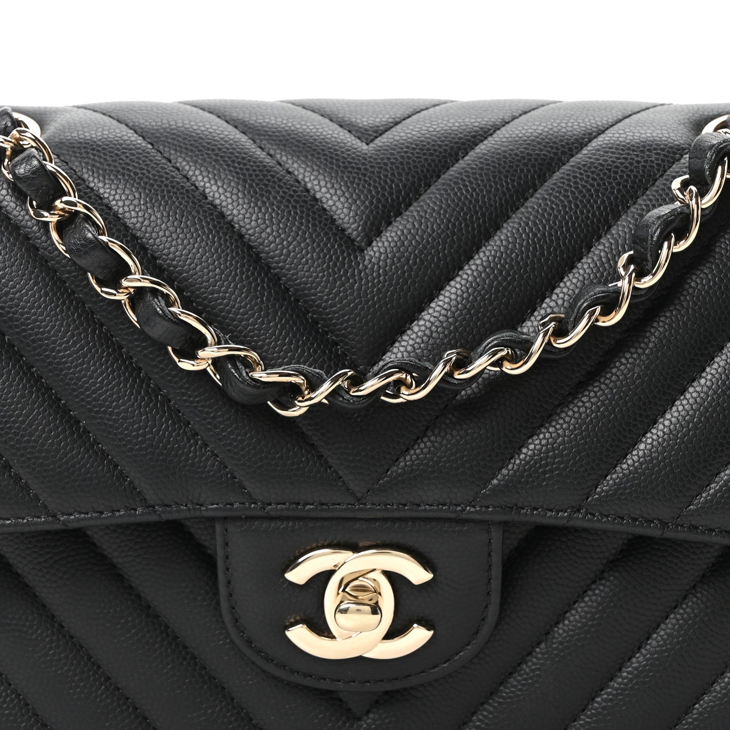 Chanel Caviar Chevron Quilted Small Double Flap Black