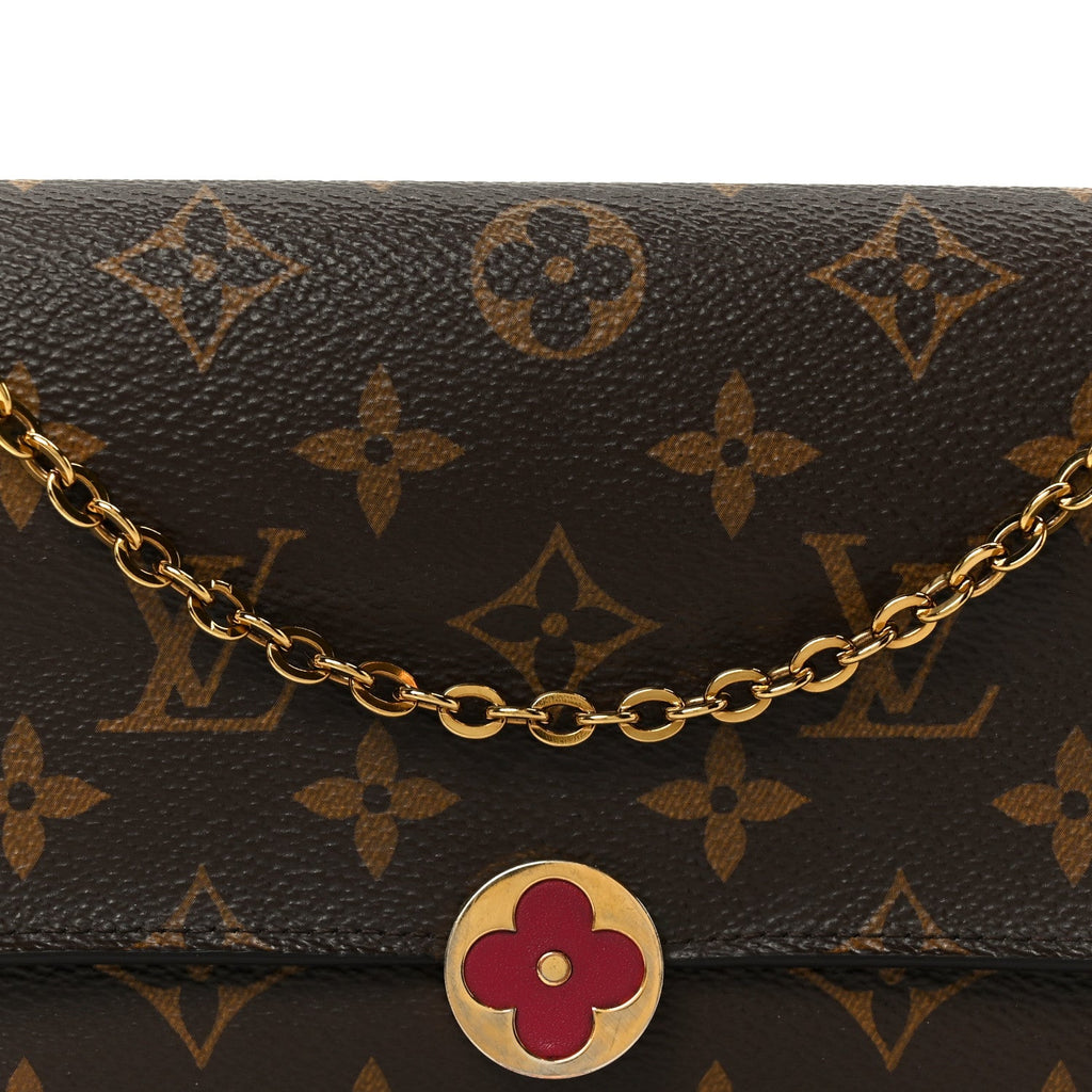 Louis Vuitton Monogram Flore Chain Wallet Fuchsia