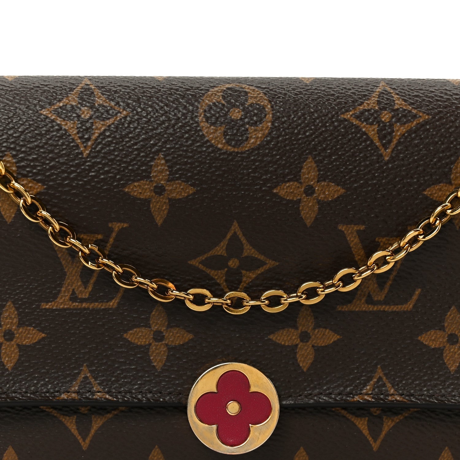 Louis Vuitton Monogram Flore Chain Wallet Fuchsia