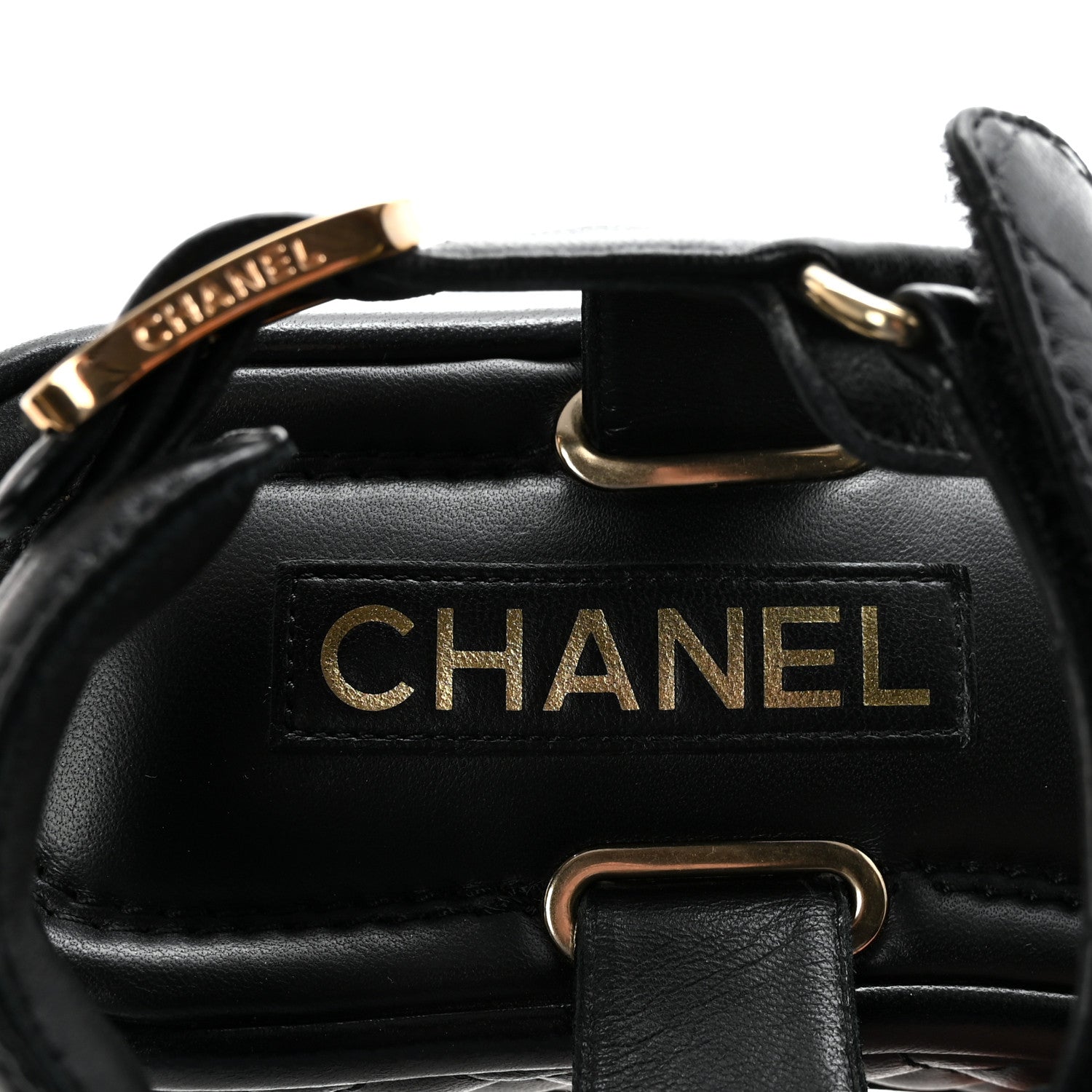 Lambskin Quilted Platform Sandals 37 Black