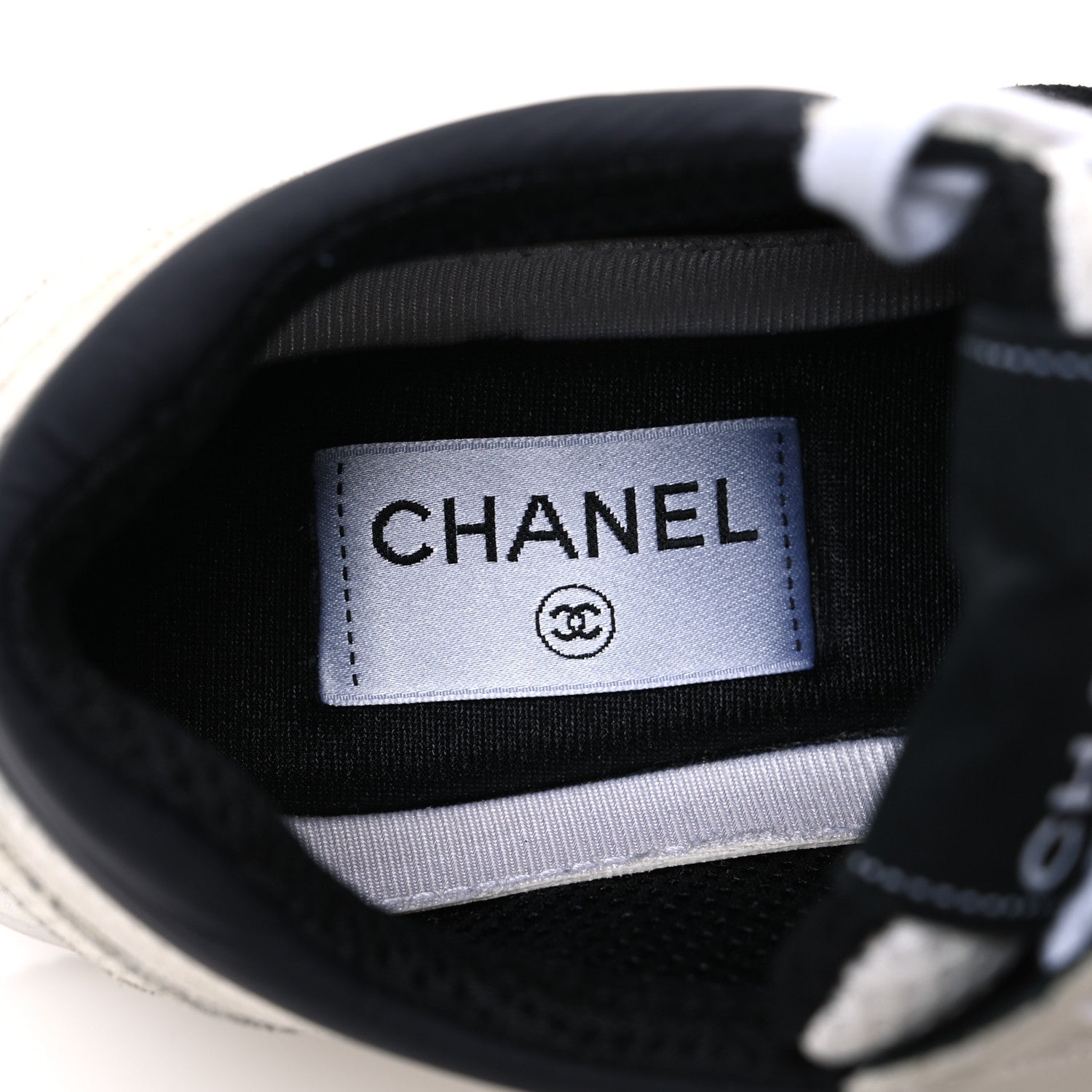 Mesh Suede Calfskin Grained Calfskin Womens CC Sneakers 36 White Black