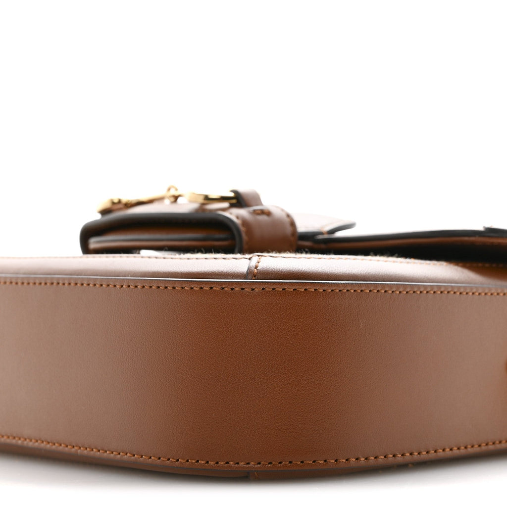 Gucci New Canvas Charisma Calfskin Crystal GG Monogram Mini Horsebit 1955 Shoulder Bag Camel Ebony