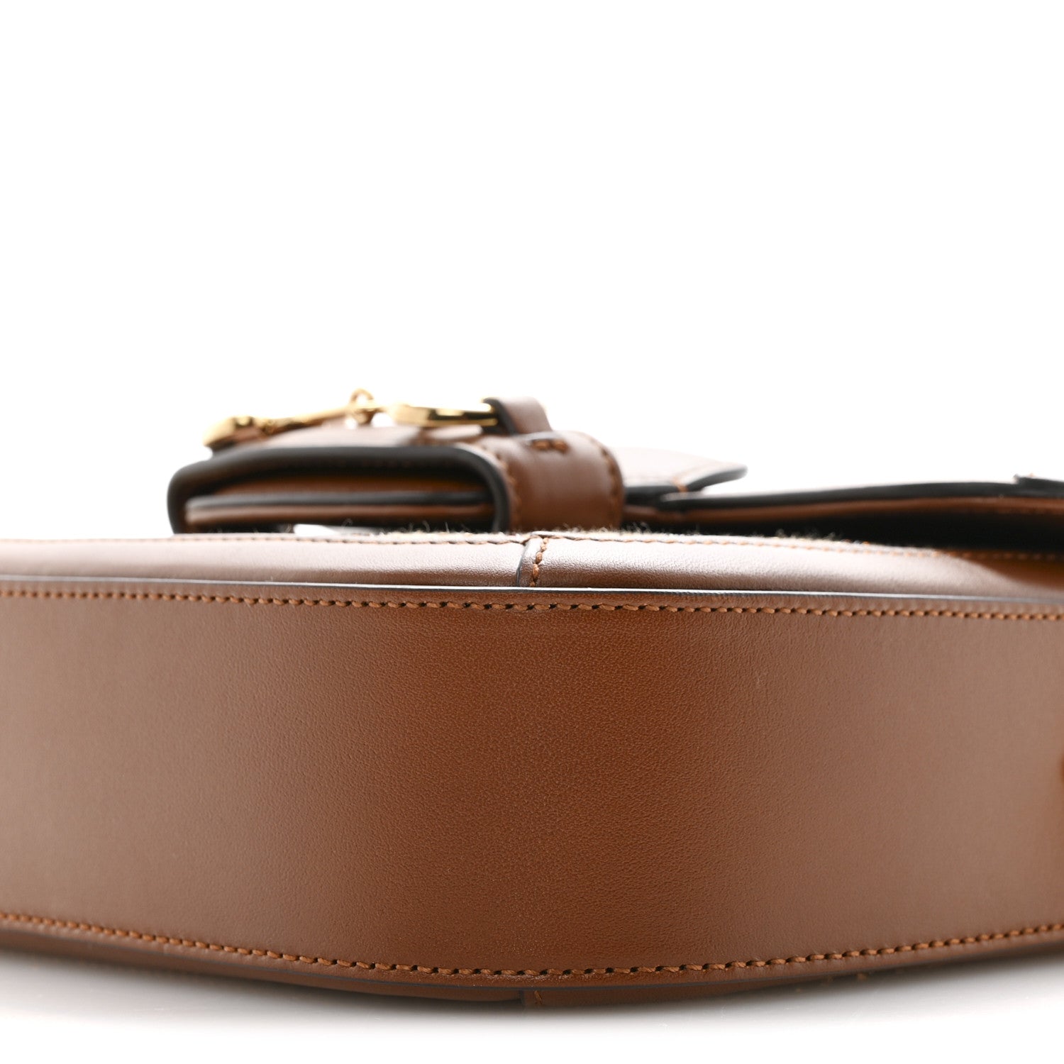 Gucci New Canvas Charisma Calfskin Crystal GG Monogram Mini Horsebit 1955 Shoulder Bag Camel Ebony