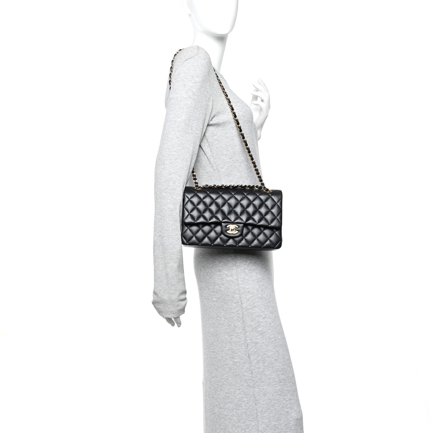 Chanel Lambskin Quilted Medium Double Flap Black