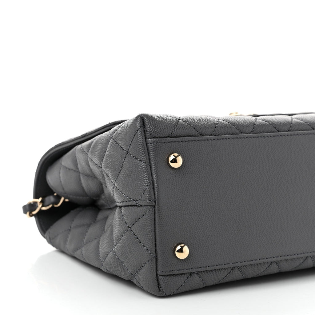 Chanel Caviar Quilted Small Coco Handle Flap Dark Grey
