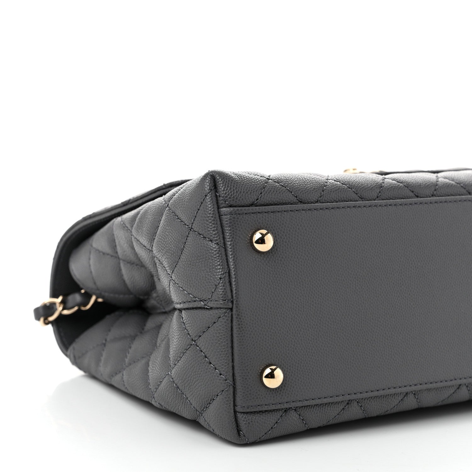 Chanel Caviar Quilted Small Coco Handle Flap Dark Grey
