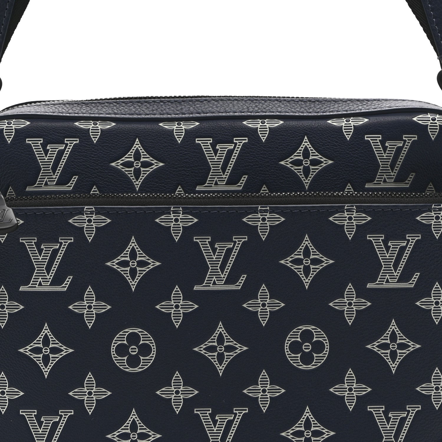 Louis Vuitton Calfskin Monogram Shadow Trio Messenger Navy White