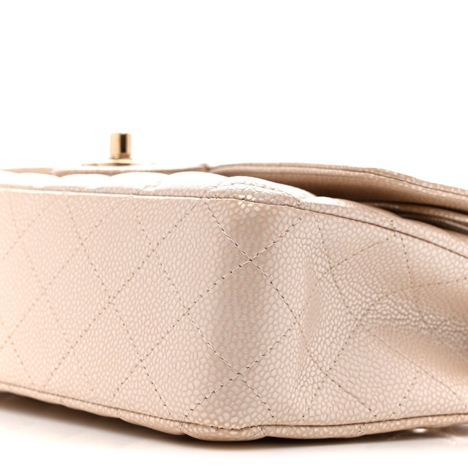 Chanel Pearly Caviar Quilted Medium Double Flap Light Beige