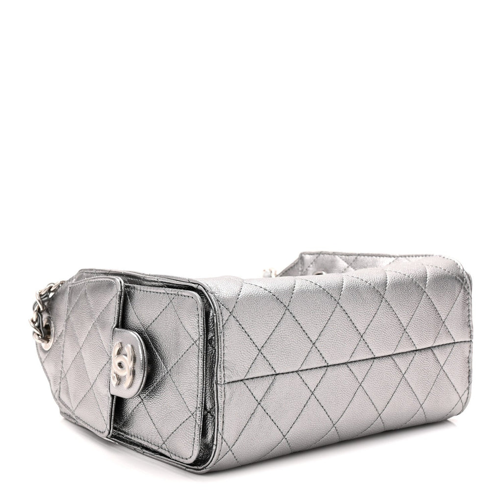 Chanel Metallic Caviar Quilted Mini Chanel 25 Handbag Anthracite