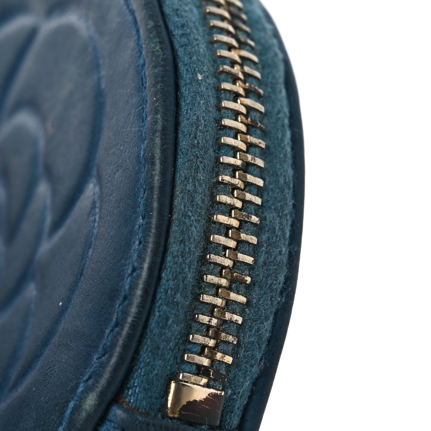 Lambskin Round Camellia CC Coin Purse Navy