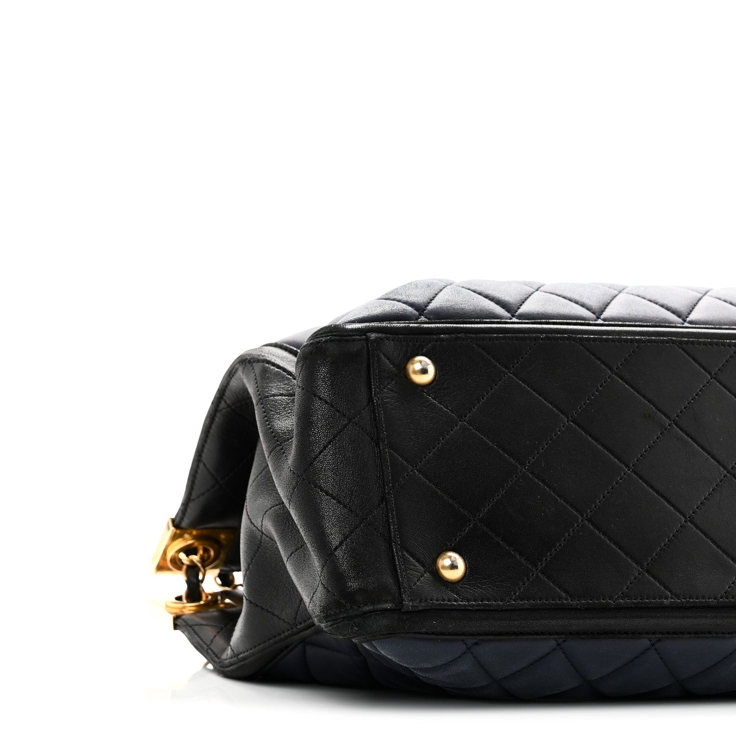 Chanel Lambskin Quilted Elegant CC Shopping Tote Navy Black