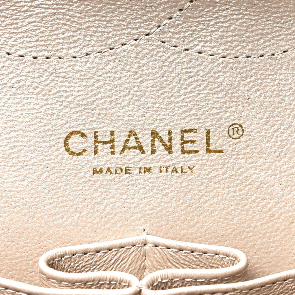 Chanel Iridescent Caviar Quilted Jumbo Double Flap Beige