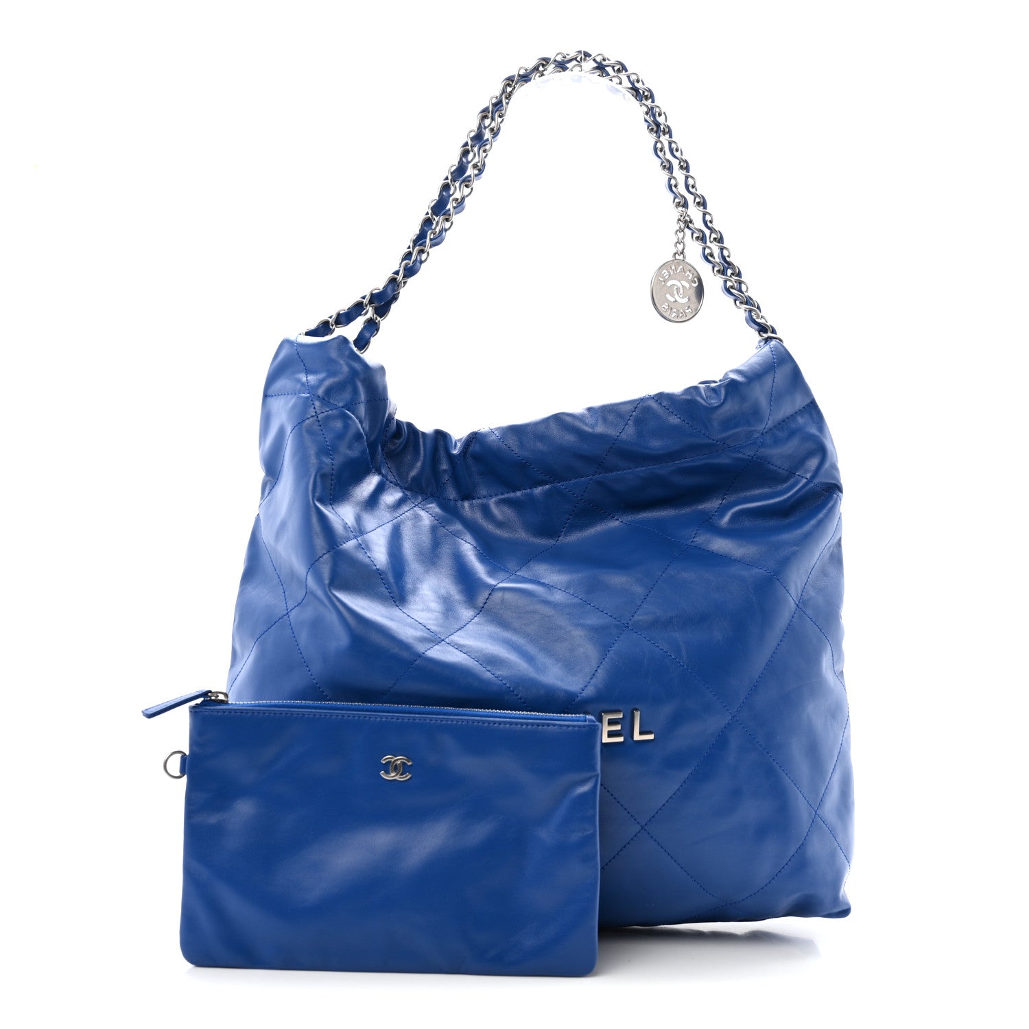 Chanel Shiny Calfskin Quilted Chanel 22 Blue
