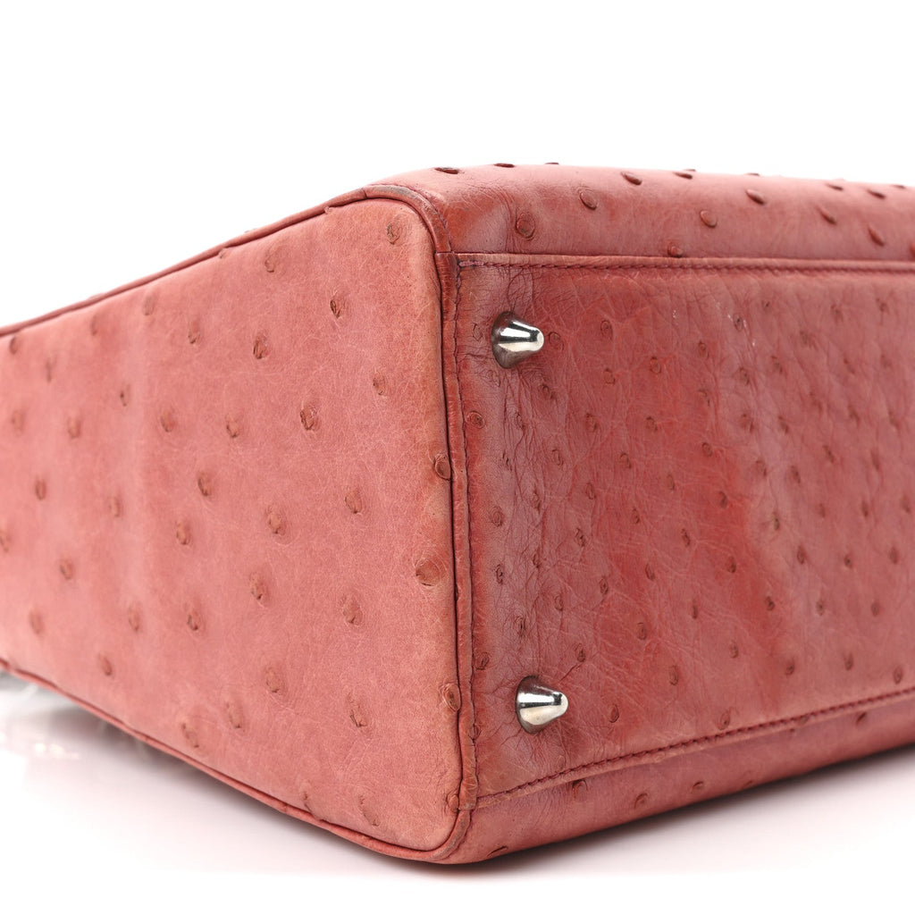 Christian Dior Ostrich Medium Lady Dior Red