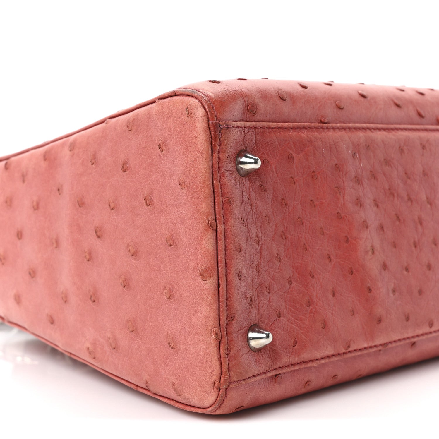 Christian Dior Ostrich Medium Lady Dior Red